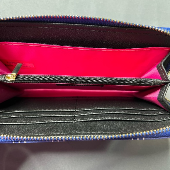 Trina Turk Large Continental Zip-Around Wallet | Blue & White - Picture 5 of 9